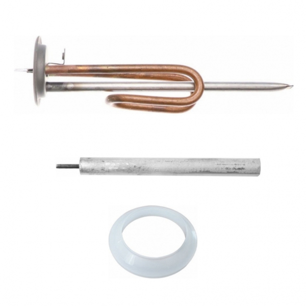 Комплект ТЭН 1 кВт (1000 Вт) RF для водонагревателя Redber, Timberk + прокладка + анод, 30011K