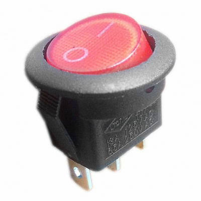 Выключатель круглый одноклавишный D20/22мм, 6А, 250V, 2 положения, с сигнальной лампой, Thermex, 66216